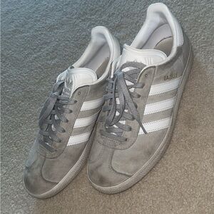 Grey Adidas Gazelle shoes